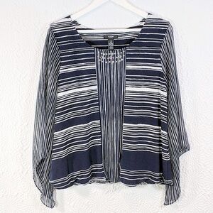 Alfani Embellished Angel-Sleeve Striped Top